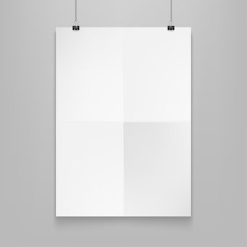 Stock vector illustration realistic mockup poster white horizontal. Isolated on a gray background EPS10