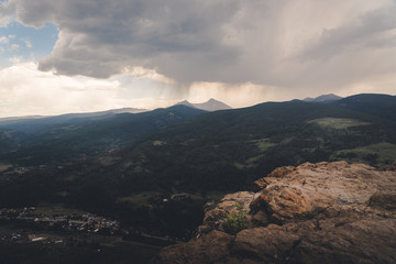 Landscape view of a valley in Colorado during summer. 