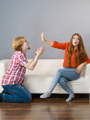 Man begging for forgiveness his woman