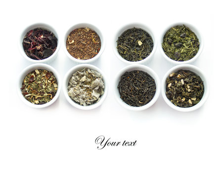 Herbal tea collection. Isolated on white