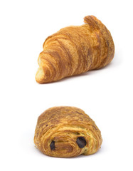 Set of viennoiserie isolated on white