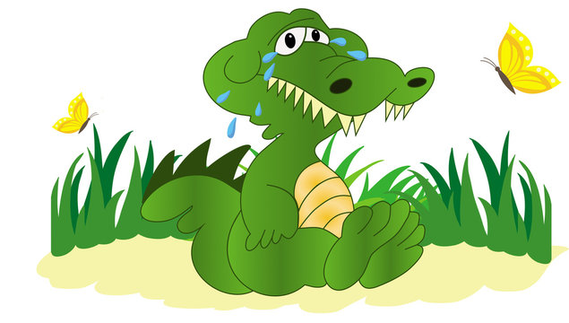 Illustration of crying crocodile