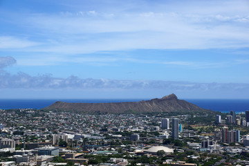 Diamondhead and the city of Honolulu on Oahu on a nice day