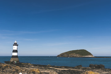 Fototapeta na wymiar Trwyn Du Lighthouse & Puffin Island