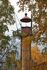 Lighthouse in Port-Baikal settlement. Irkutsk oblast. Russian