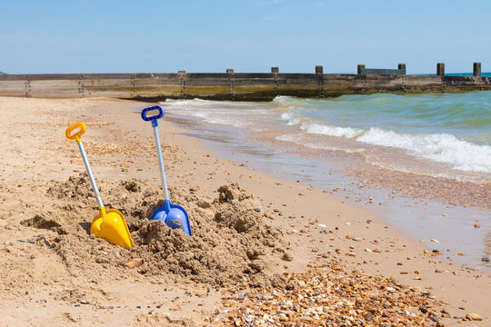Fototapeta Kids toys on the beach