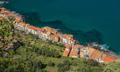 Fototapeta na wymiar View on the sicilian italian Town of Cefalù from above