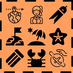 Simple 9 icon set of sea related [iconsRandom:4] vector icons. Collection Illustration