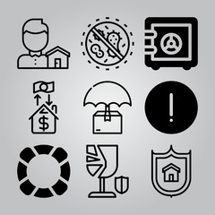 Simple 9 icon set of insurance related [iconsRandom:4] vector icons. Collection Illustration