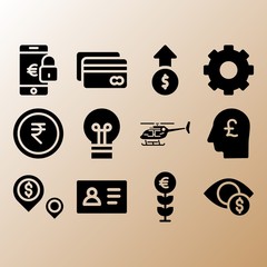 Growth, dollar and head related premium icon set