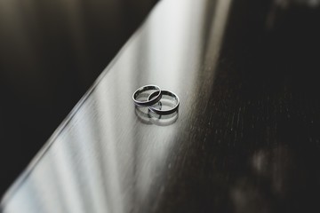 Silver and gold wedding rings
