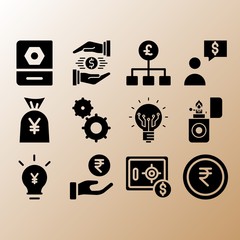 Lighter, pound sterling and book related premium icon set