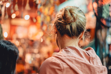 Blonde woman shopping