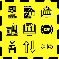 Simple 9 icon set of online related indicators, online education, esp and transfer vector icons. Collection Illustration