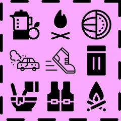 Simple 9 icon set of summer related [iconsRandom:4] vector icons. Collection Illustration