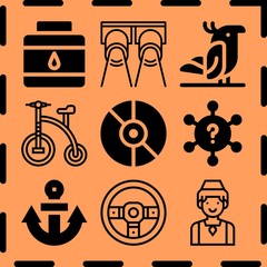 Simple 9 icon set of art related [iconsRandom:4] vector icons. Collection Illustration