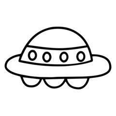 UFO cartoon illustration isolated on white background for children color book