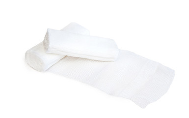 Medical gauze bandage roll isolated on white