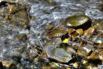 North Yamhill river flowing around rocks