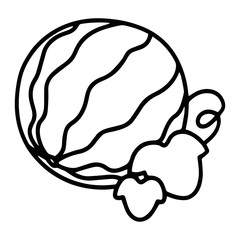 Cute watermelon cartoon illustration isolated on white background for children color book