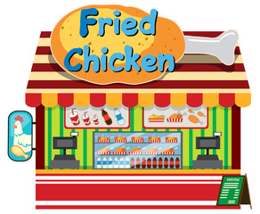 A Fried Chicken Shop on White Background