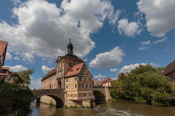 romantische bayerische Stadt Bamberg in Oberfranken mit romantischen H&auml;usern