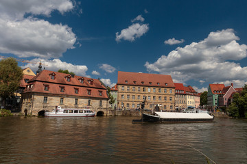 romantische bayerische Stadt Bamberg in Oberfranken mit romantischen H&auml;usern