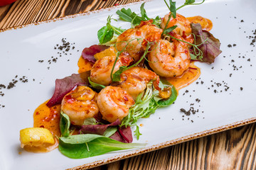 Fried shrimps in sweet spicy sauce