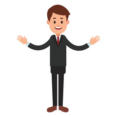 Fototapeta premium Businessman with arms open cartoon vector illustration graphic design