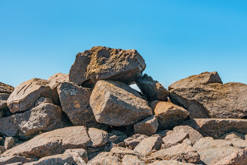 Big Rocks and Stones in a blue sky day background.