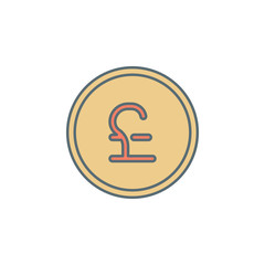 coin pound dusk style line icon. Element of banking icon for mobile concept and web apps. Dusk style coin pound icon can be used for web and mobile