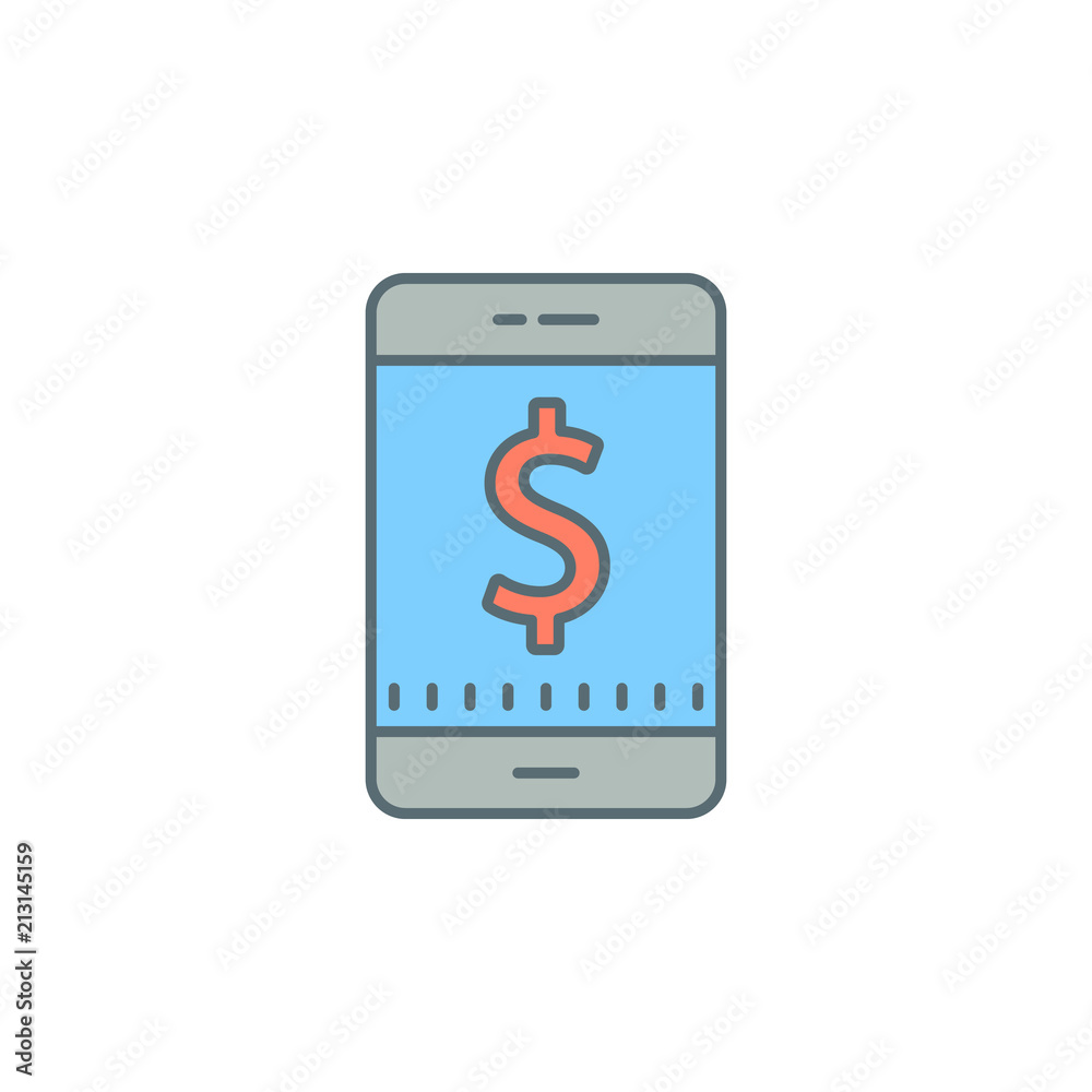 Poster mobile banking dusk style line icon. element of banking icon for mobile concept and web apps. dusk s
