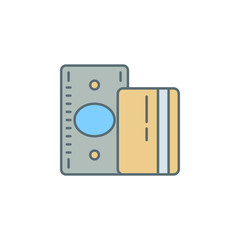 Fototapeta na wymiar bill and credit card dusk style line icon. Element of banking icon for mobile concept and web apps. Dusk style bill and credit card icon can be used for web and mobile