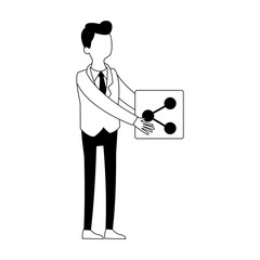 Businessman with video symbol vector illustration graphic design