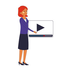 Woman with video symbol vector illustration graphic design