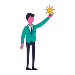 Obraz premium Busimessman with bulb symbol vector illustration graphic design
