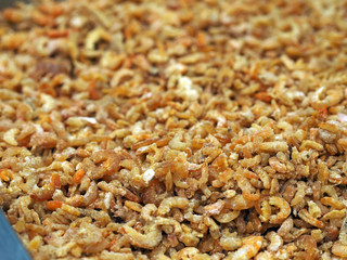 Dry shrimp - udang kering in Malay, in bulk for sale at the market    