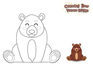 Coloring the Cute Cartoon Bear. Educational Game for Kids. Vector illustration.