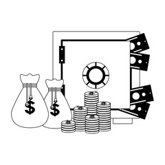 Money inside strongbox isolated vector illustration graphic design