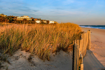 Sunset in a November day, at Hamptons Beach New York - obrazy, fototapety, plakaty