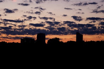Fototapeta premium View of the Raleigh skyline at twilight as seen from Dorothea Dix Park