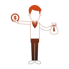 Businessman holding money bag cartoon vector illustration graphic design