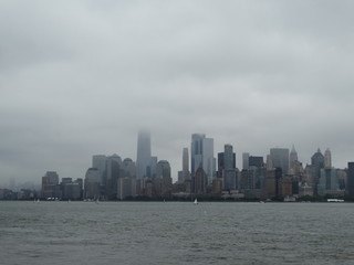 New York Manhattan Landscape City Urban Architecture Building Sea River Rain Fog