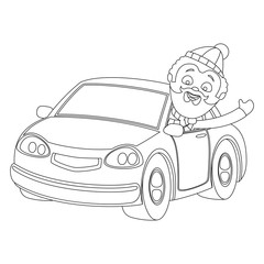 Beautiful coloring book for children with a car, vehicle on a white background.