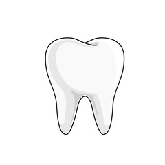 Single white and healthy tooth. Dental care concept. Icon design. Vector illustration isolated on white background.