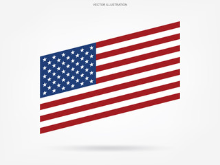 American flag on white background. Vector.
