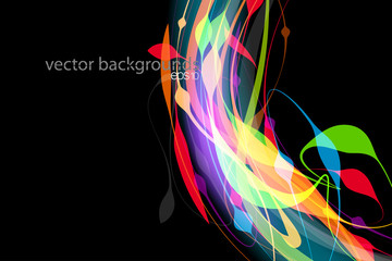 Beautiful translucent colors shape scene vector abstract wallpaper on a black backgrounds