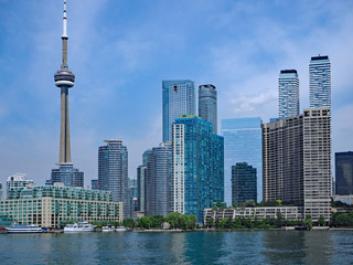 Fototapeta na wymiar Toronto downtown waterfront skyline as of July 2018 ..