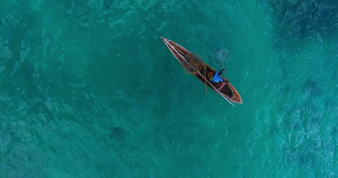 Aerial clip over a local dhow boat in Zanzibar.