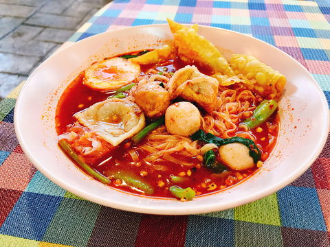 Yong tau foo or yentafo noodle in Thailand.